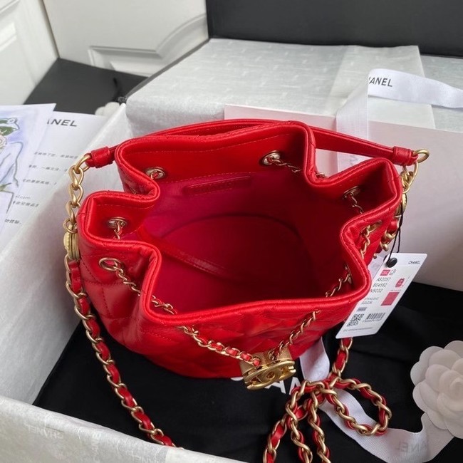 Chanel Drawstring Sheepskin bag AS2057 red