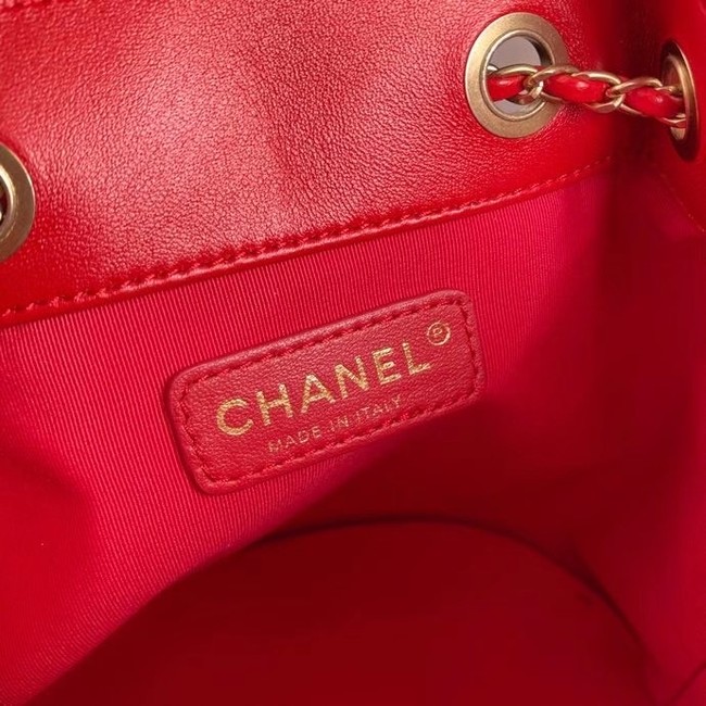 Chanel Drawstring Sheepskin bag AS2057 red