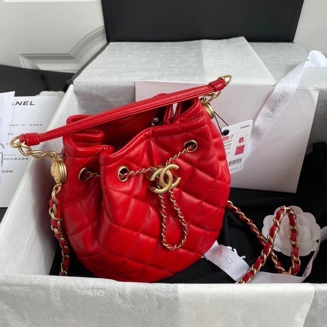 Chanel Drawstring Sheepskin bag AS2057 red