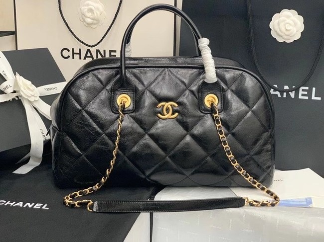 Chanel bowling bag Calfskin & Gold-Tone Metal AS8396 black