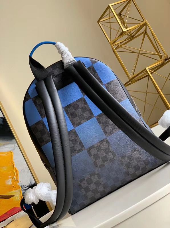 Louis Vuitton Damier Graphite Canvas Original Leather Backpack N40402 Blue