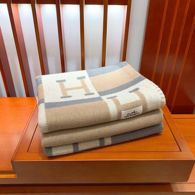 Hermes Lambswool & Cashmere Shawl & Blanket 71155 light blue