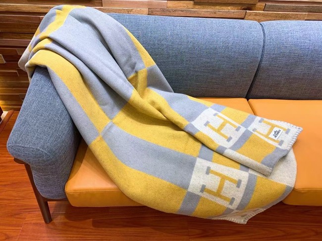 Hermes Lambswool & Cashmere Shawl & Blanket 71155 yellow