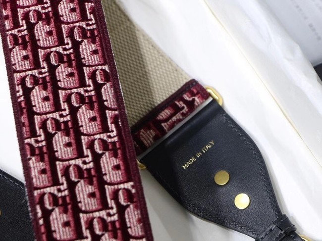 Dior Oblique Embroidered Velvet SHOULDER STRAP S8540CWVF-3 Burgundy