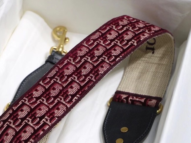 Dior Oblique Embroidered Velvet SHOULDER STRAP S8540CWVF-3 Burgundy