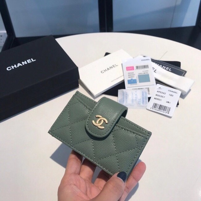 Chanel card holder AS0342 blackish green