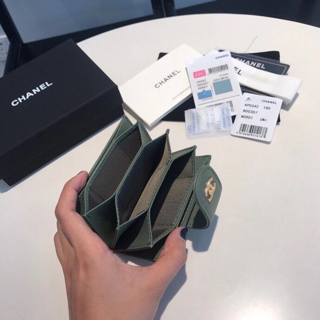 Chanel card holder AS0342 blackish green