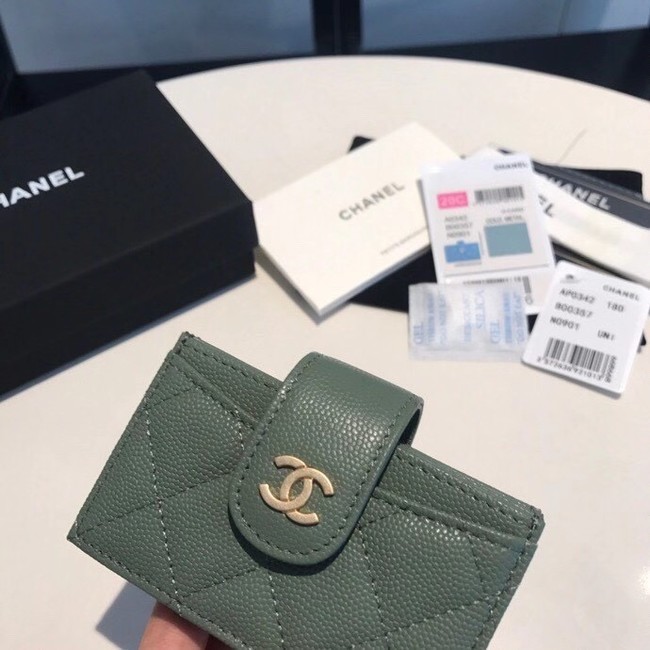Chanel card holder AS0342 blackish green