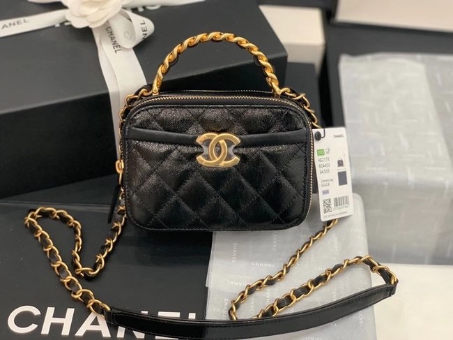 Chanel minil tote bag Sheepskin & Gold-Tone Metal AS2179 black