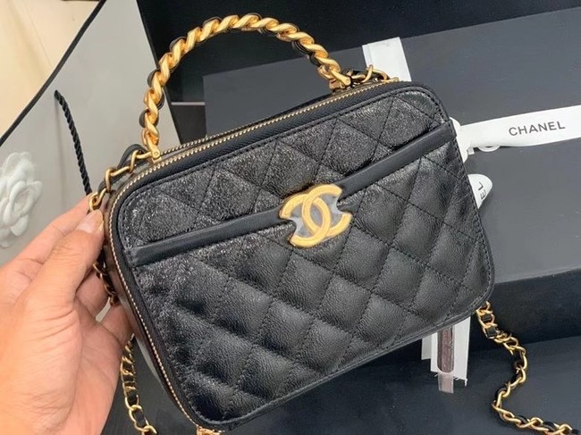 Chanel small tote bag Sheepskin & Gold-Tone Metal AS2178 black