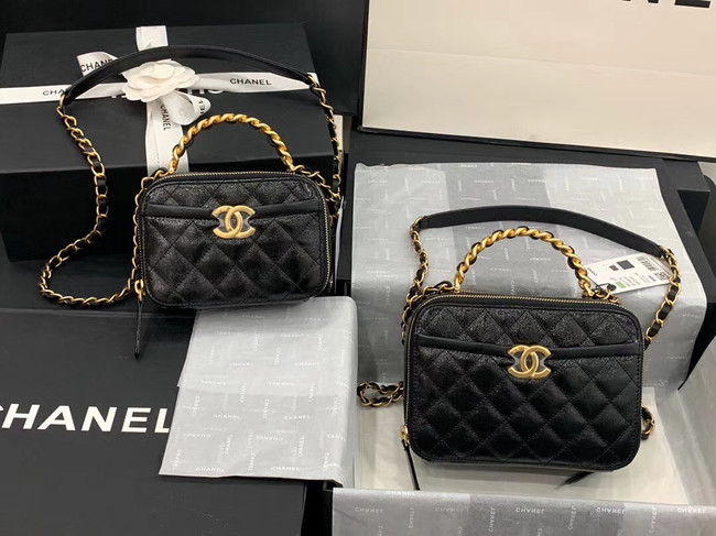 Chanel small tote bag Sheepskin & Gold-Tone Metal AS2178 black