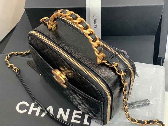Chanel small tote bag Sheepskin & Gold-Tone Metal AS2178 black