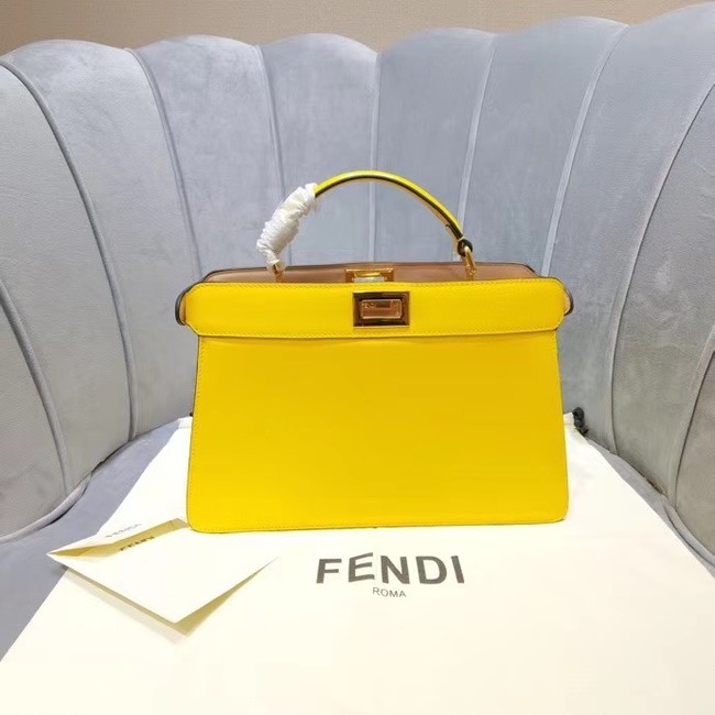 Fendi PEEKABOO ISEEU EAST-WEST leather bag 8BN323A yellow 
