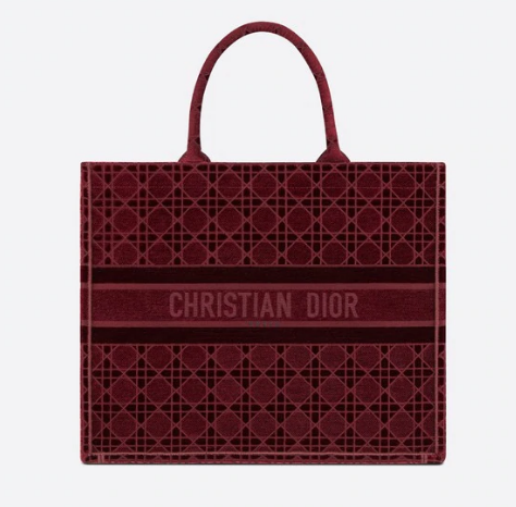 DIOR BOOK TOTE Burgundy Cannage Embroidered Velvet M1286Z