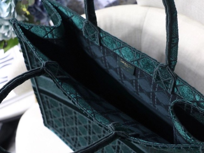 DIOR BOOK TOTE green Cannage Embroidered Velvet M1286Z