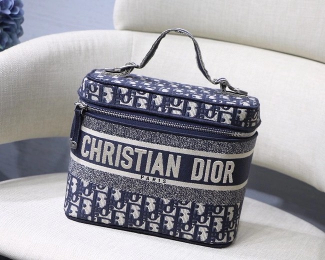 DIOR Oblique Jacquard cosmetic bag S5488 Blue