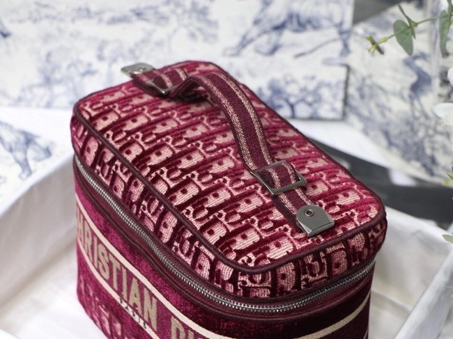 DIOR Oblique Jacquard cosmetic bag S5488 Burgundy