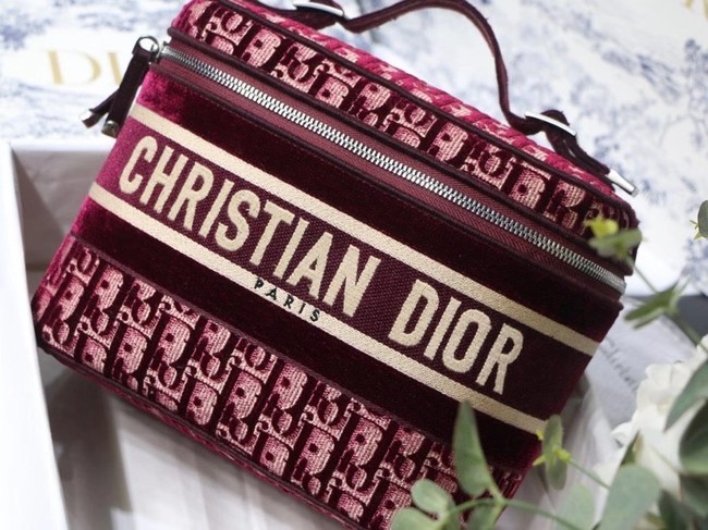 DIOR Oblique Jacquard cosmetic bag S5488 Burgundy