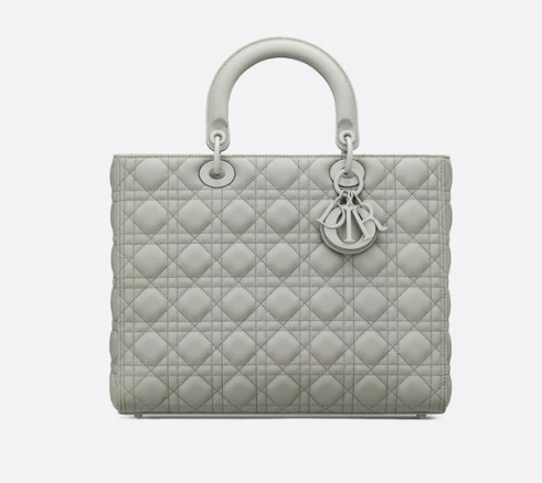 LARGE LADY DIOR BAG Gray Ultramatte Cannage Calfskin M0566SL