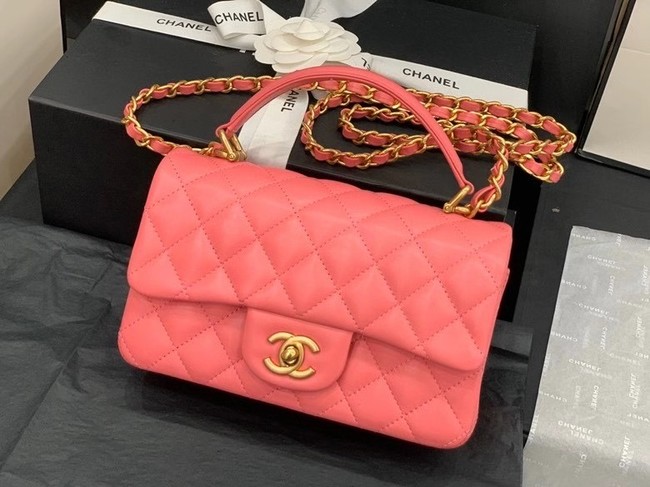 Chanel small tote bag Sheepskin & Gold-Tone MetalAS2431 pink