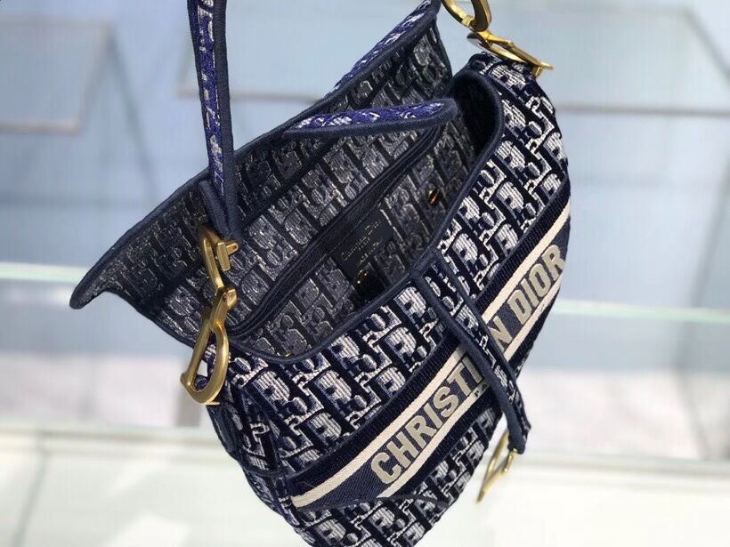 SADDLE BAG Dior Oblique Embroidered Velvet C0044 blue