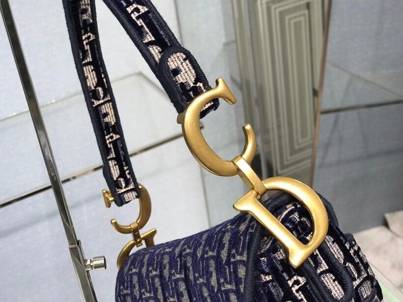 SADDLE BAG Dior Oblique Embroidered Velvet C0044 blue