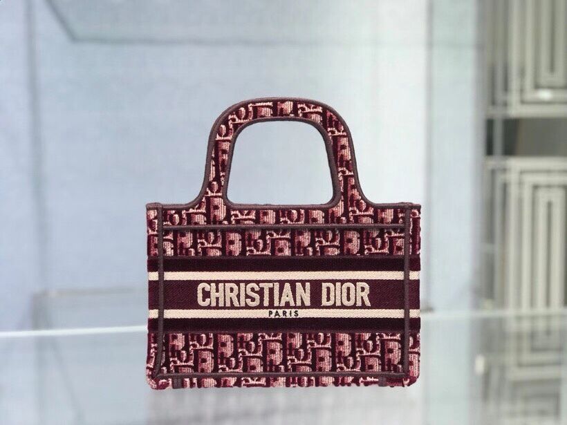 DIOR BOOK TOTE Burgundy Dior Oblique Embroidered Velvet M1286Z