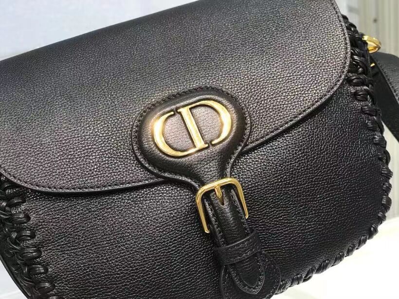 MEDIUM DIOR BOBBY BAG Black Grained Calfskin with Whipstitched Seams M9319UB