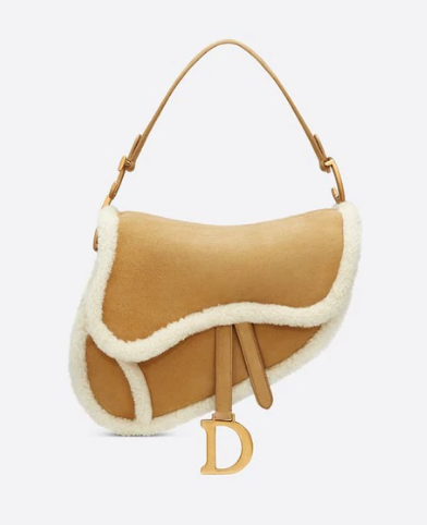 DIOR SADDLE BAG Camel-Colored Shearling M0446C