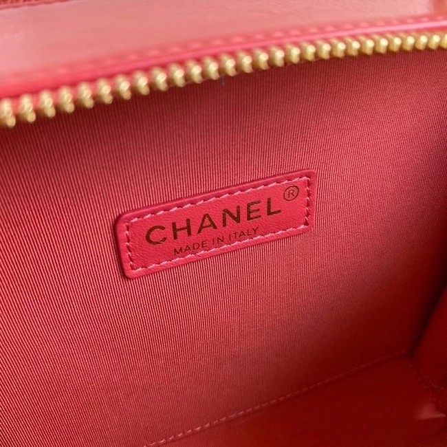 Chanel vanity case Lambskin, Shiny Crumpled Calfskin & Gold-Tone Metal AS2179 Pink