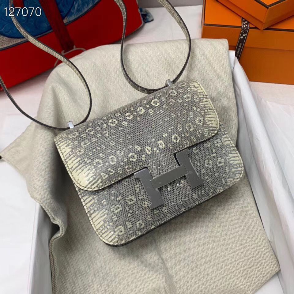 Hermes Constance Bag Togo Origianl Lizard Leather H9999 Gray