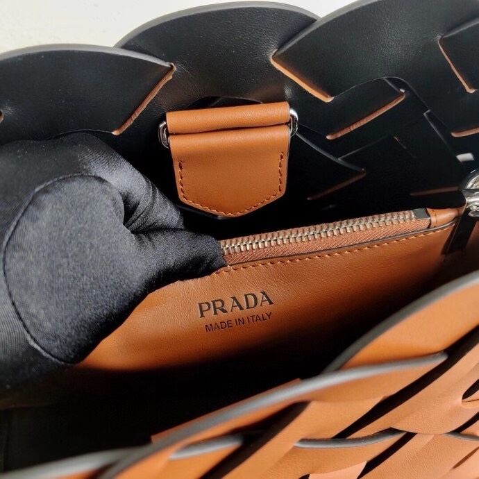 Prada Leather Prada Tress Handbag 1BA290 brown