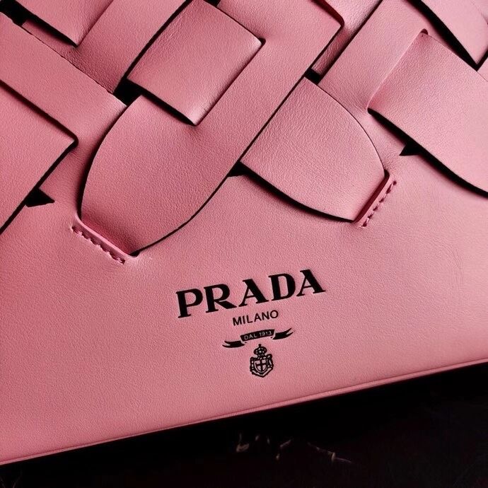 Prada Leather Prada Tress Handbag 1BA290 pink
