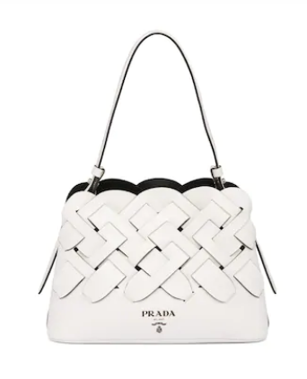 Prada Leather Prada Tress Handbag 1BA290 white