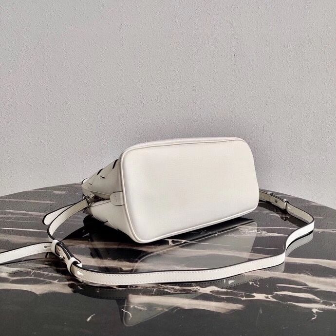 Prada Leather Prada Tress Handbag 1BA290 white