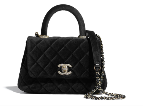 Chanel mini flap bag with top handle AS2215 black