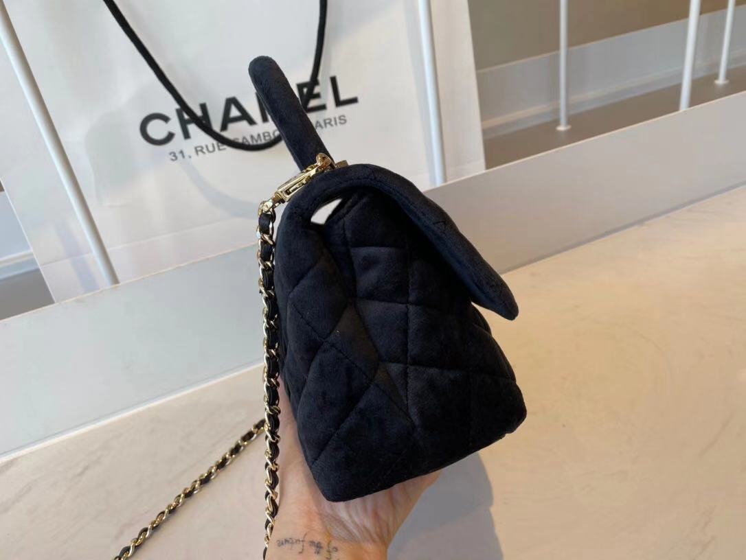 Chanel mini flap bag with top handle AS2215 black