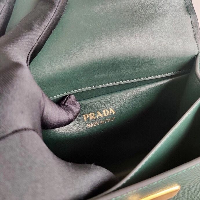 Prada Saffiano leather Prada Symbole bag 1BD270 blackish green