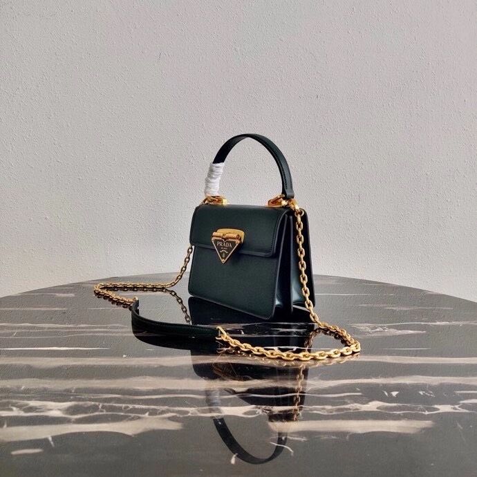 Prada Saffiano leather Prada Symbole bag 1BN021 blackish green