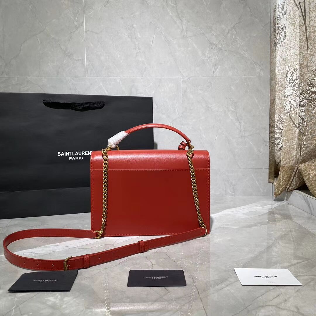 Yves Saint Laurent Calfskin Leather Tote Bag Y634723 Bright red