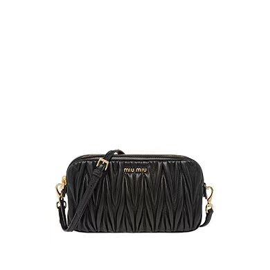 miu miu Matelasse Nappa Leather Shoulder Bag 5BH539A black