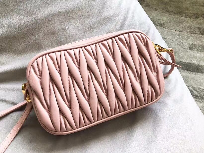 miu miu Matelasse Nappa Leather Shoulder Bag 5BH539A pink