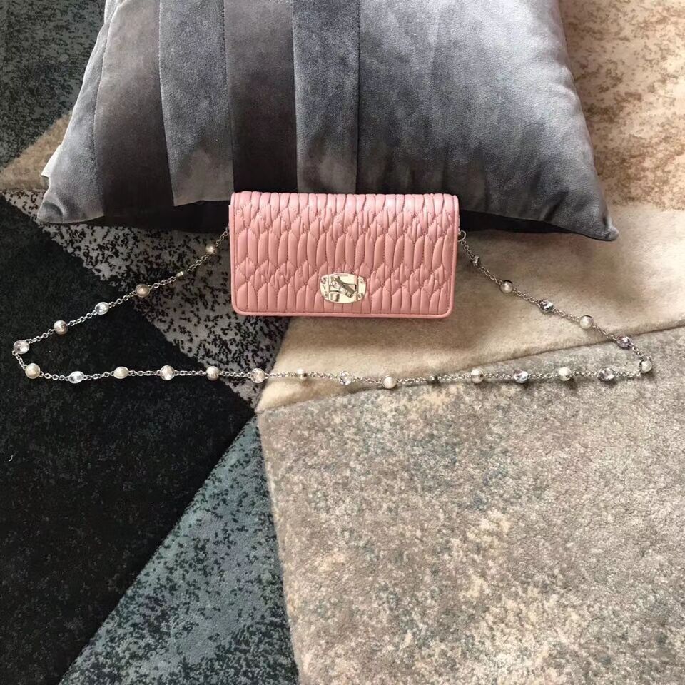 miu miu Matelasse Nappa Leather Shoulder Bag 5DH044A pink