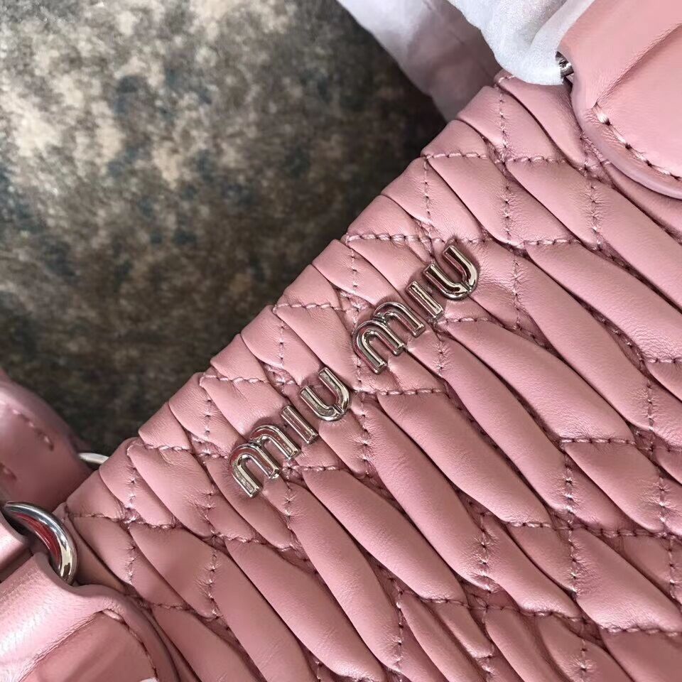 miu miu Matelasse Nappa Leather shoulder bag 5BA067 pink