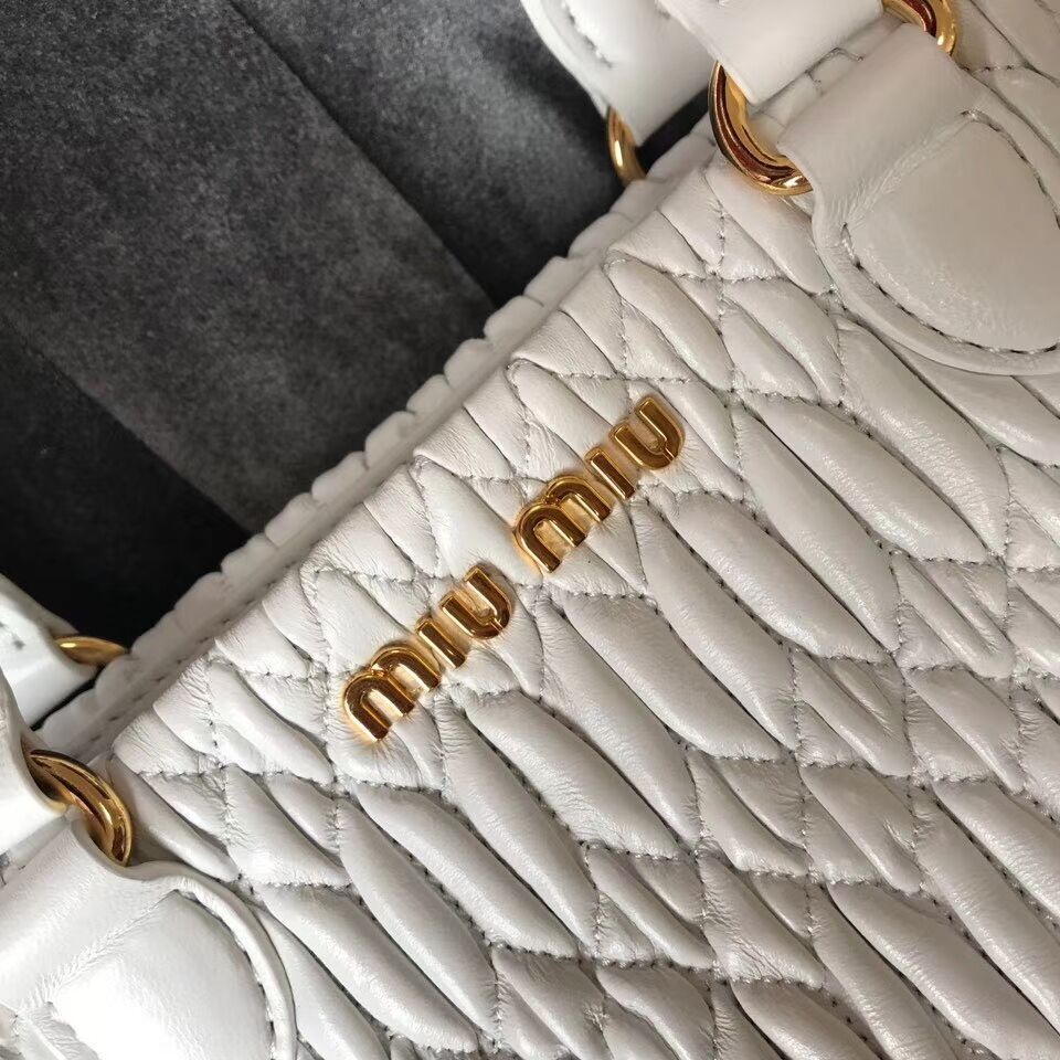 miu miu Matelasse Nappa Leather shoulder bag 5BA067 white