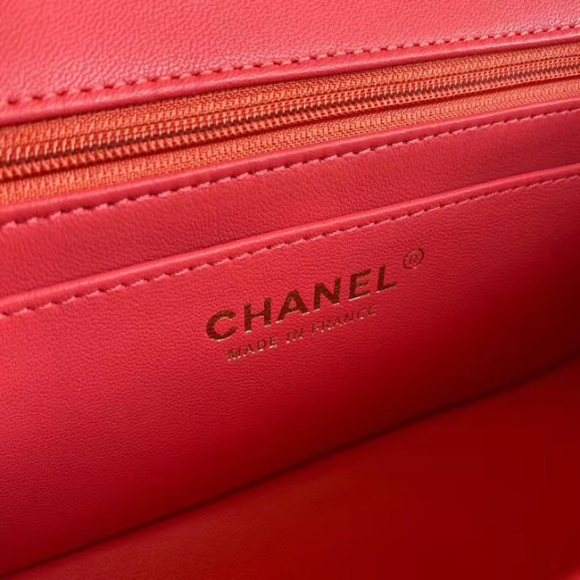 Chanel flap bag Lambskin & Gold-Tone Metal AS2326 red