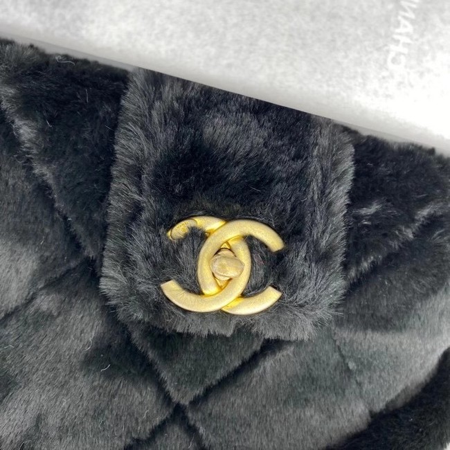 Chanel flap bag Shearling Lambskin & Gold-Tone Metal AS2241 black