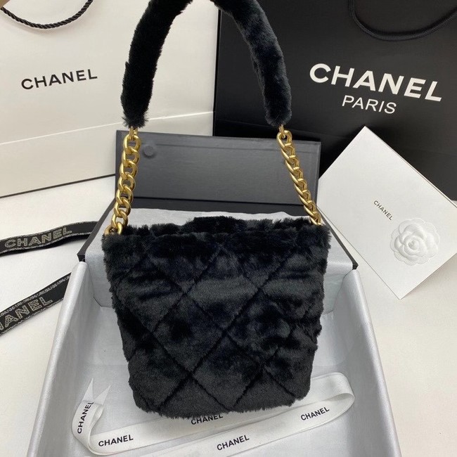 Chanel flap bag Shearling Lambskin & Gold-Tone Metal AS2241 black