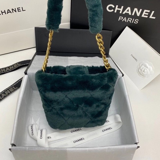 Chanel flap bag Shearling Lambskin & Gold-Tone Metal AS2241 green