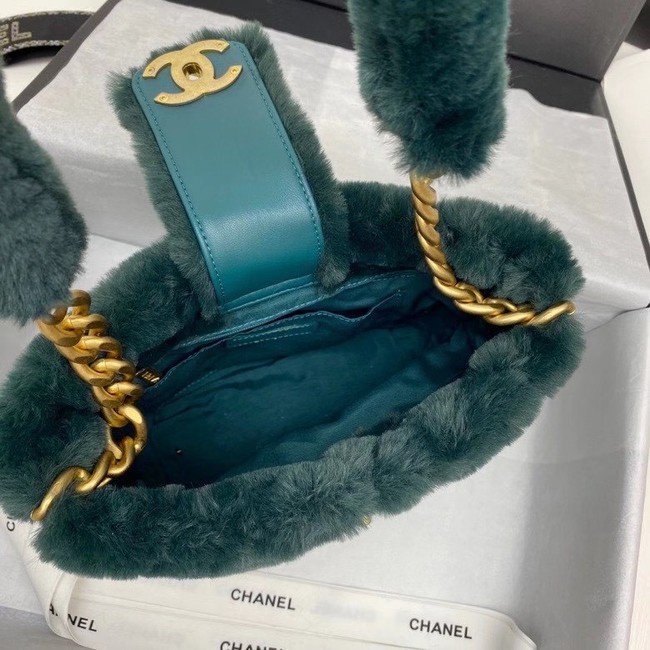 Chanel flap bag Shearling Lambskin & Gold-Tone Metal AS2241 green